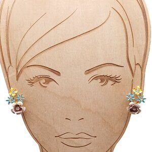 Vintage Floral Screw-Back Earrings With Enamel & Faux Pearl Accents Multicolor